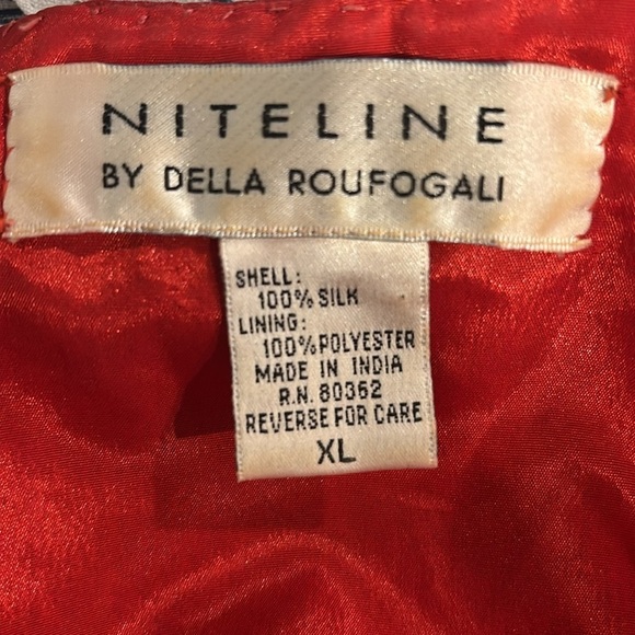 Vintage Niteline Red Sequined Holiday Jacket Tassels Silk Blazer 80s XL - Picture 9 of 9